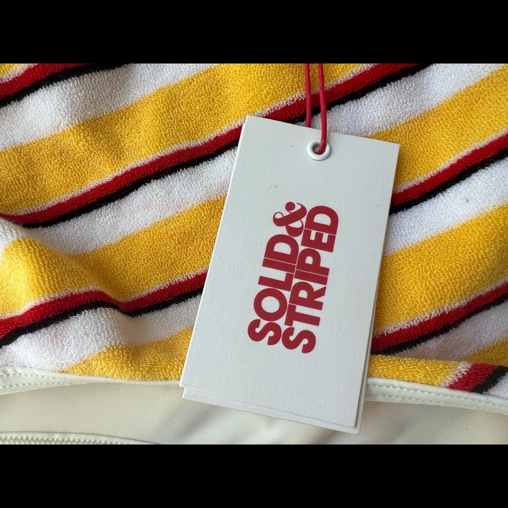 Solid And Striped High Waisted Terrycloth Bikini … - image 6